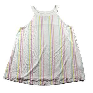 Torrid Super Soft Knits Tank Top White Pastel Stripe High Neck Size 2 2X C164